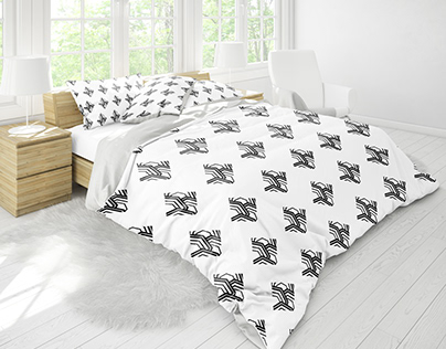 Mockup of Sheets and Pillows on Wooden Bed Frame