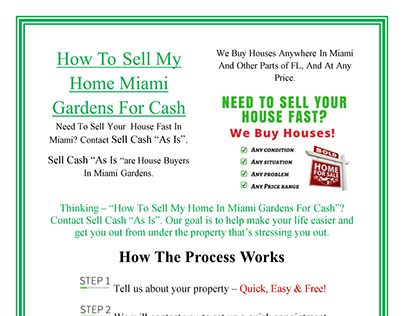 How To Sell My Home Miami Gardens For Cash