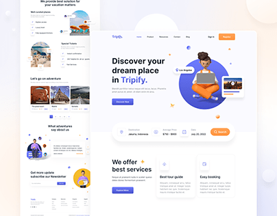 Travel agency website landing page