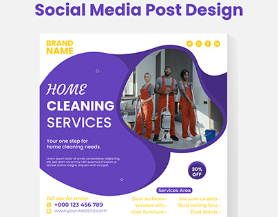 Cleaning service social media post template design