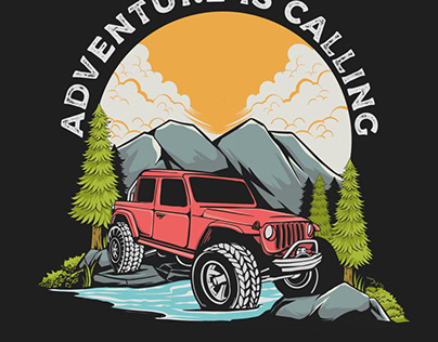Offroad jeep illustration Tshirt design