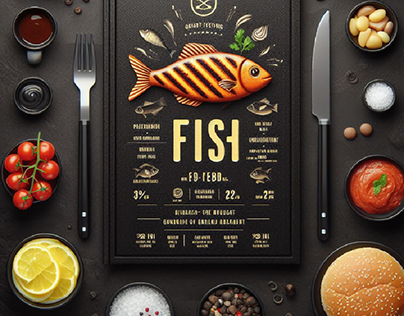منيو مطعم سمك 
Fish menu design