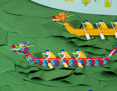 Tencent｜Seasonal paper art poster-Dragon Boat Festival