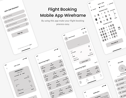 Flight Booking Mobile App Wireframe Kit