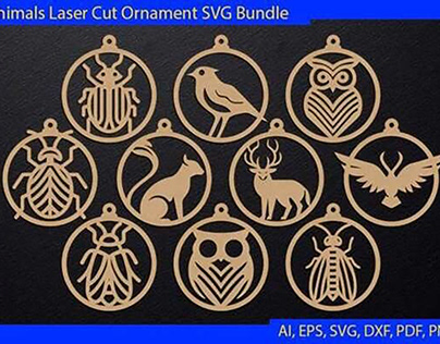 Animals Laser Cut Ornament SVG Bundle