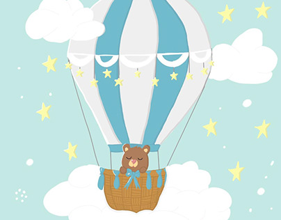 Digital Illustration - The Little Bear and the Baloon