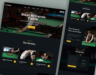 Billiards, Pool Website, Landing Page, ui