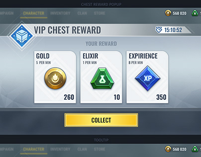 Concept Chest rewards popup for mobile game