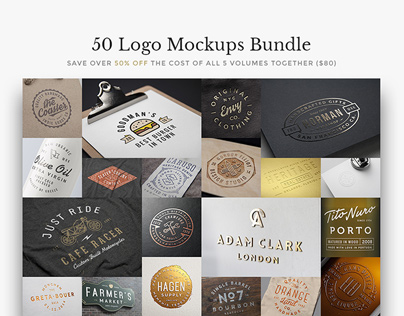 50 Logo Mockups Bundle