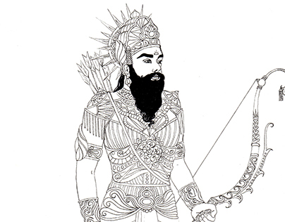 Mahabharata characters (drawings for colouring book)