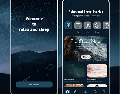 Music App Concept for Relaxation, Meditation and Sleep.