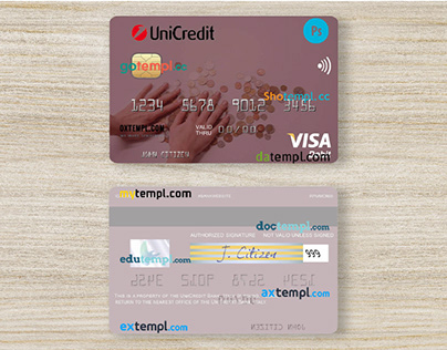 Italy UniCredit Bank visa debit card template