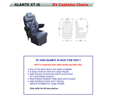 Discount van Truck - ALANTE XT iS RV Captains Chairs