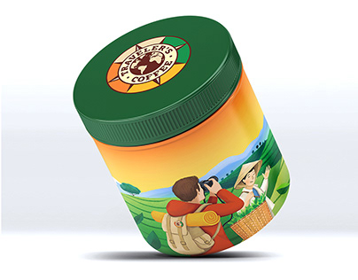 Illustration for packaging tea Traveler's coffee