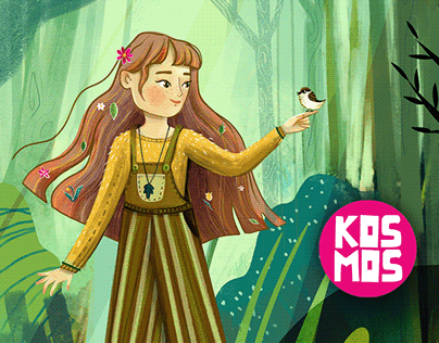 Cover and Illustrations for Kosmos dla Dziewczynek