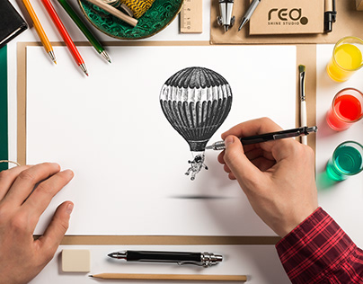 Hot Air Balloon In Space Sketch