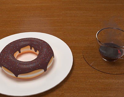 Donut and Tea Smoke 3D Modeling and Animation
