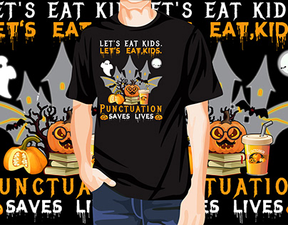 Punctuation Saves Lives Halloween T-shirt Design
