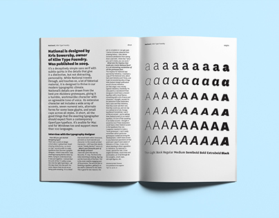 specimen — National typeface