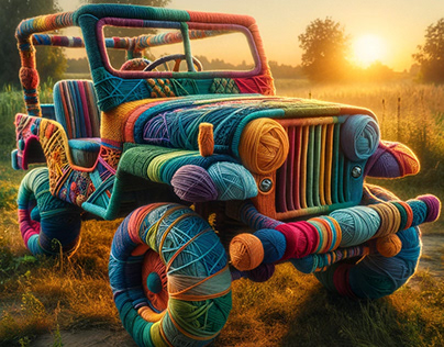 Jeep made of yarn