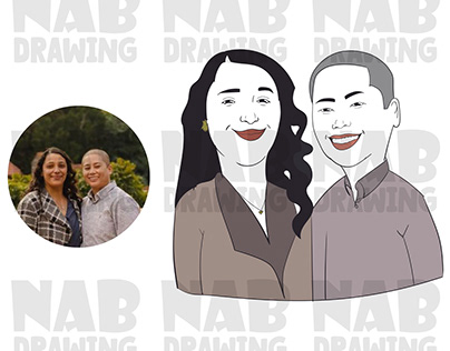 group cartoon /caricature for family from photo