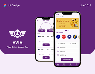 Avia | Flight Ticket Booking App | UI Design