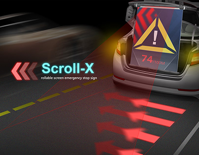Scroll-X_A rollable screen emergency stop sign.