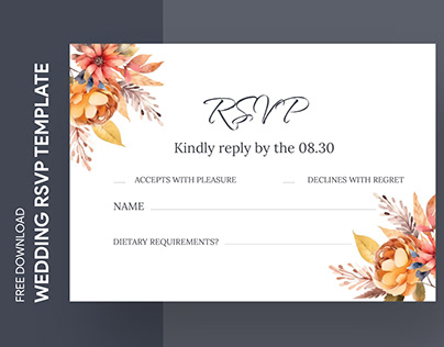 Free Editable Online Autumn Wedding RSVP Template