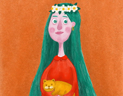Girl with red cat