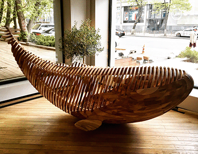 Whale wooden sculpture