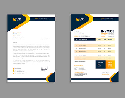 Corporate business letterhead and invoice template
