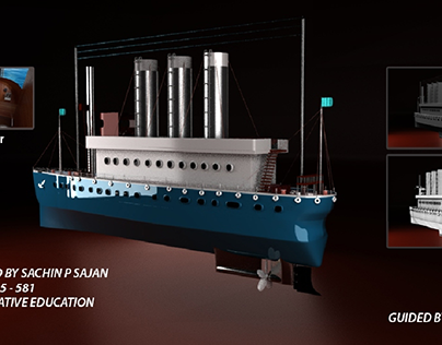 3D work poster of ship
