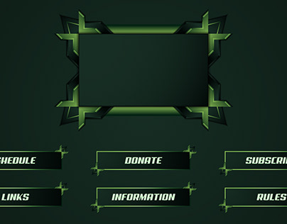 Green twitch streamer panel overlay template