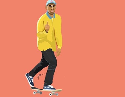 Tyler on a skateboard