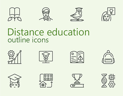 Distance education outline iconset