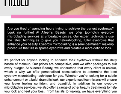 Aileen's Beauty Offers Priced Eyebrow Microblading