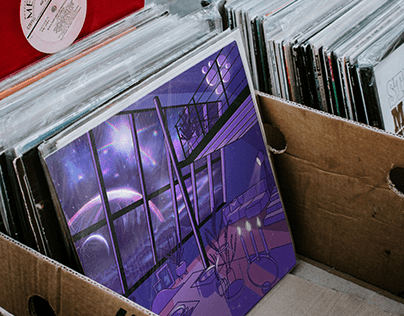 Vinyl Record Space Loft LoFi Album Cover Collab