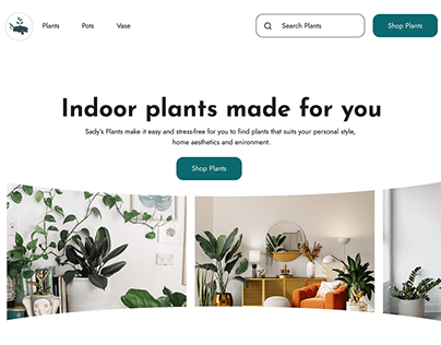 Homepage for Sady's Plant shop with image carousel