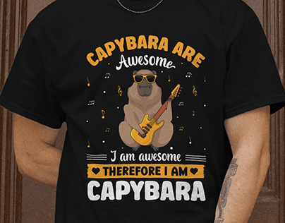 Capybaras And Music Lovers T-Shirt Design.