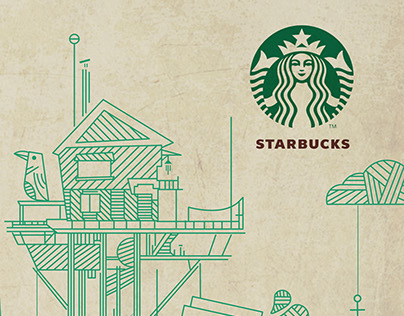 Starbucks Coffee - Mural Ilustración