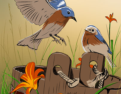 Feathered Friends Digital Illustration