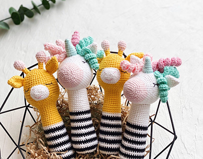 Crochet baby rattle toys for newborns