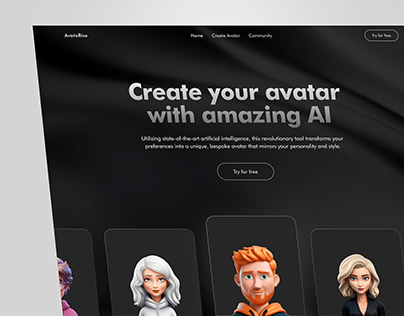 AI Game Avatar UI Design Landing Page Website