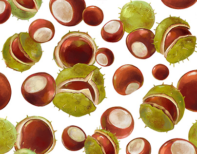 Chestnuts. Pattern for textiles and wallpapers