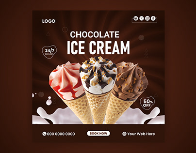 Chocolate ICE CREAM Social Media Post