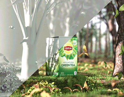 Natural Lipton green tea 3d animation