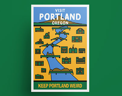 Portland vintage travel poster