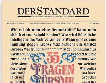 Der Standard Newspaper — Frontpage Typeface & Lettering