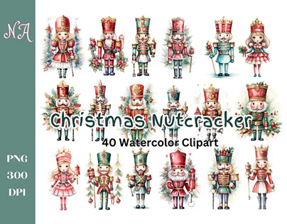 Christmas Nutcracker Watercolor Clipart