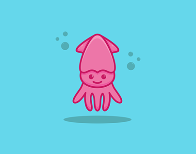 Cute Squid Design Logo